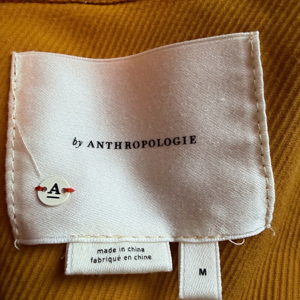 Anthropologie Nora Flounce-Sleeved Trucker Jacket Mustard Yellow M Bell Sleeve - Picture 9 of 10
